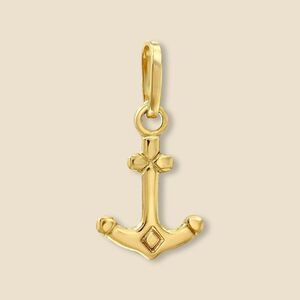14K Solid Yellow Gold Anchor Pendant 1g Nautical Charm by Tehrani Jewelry